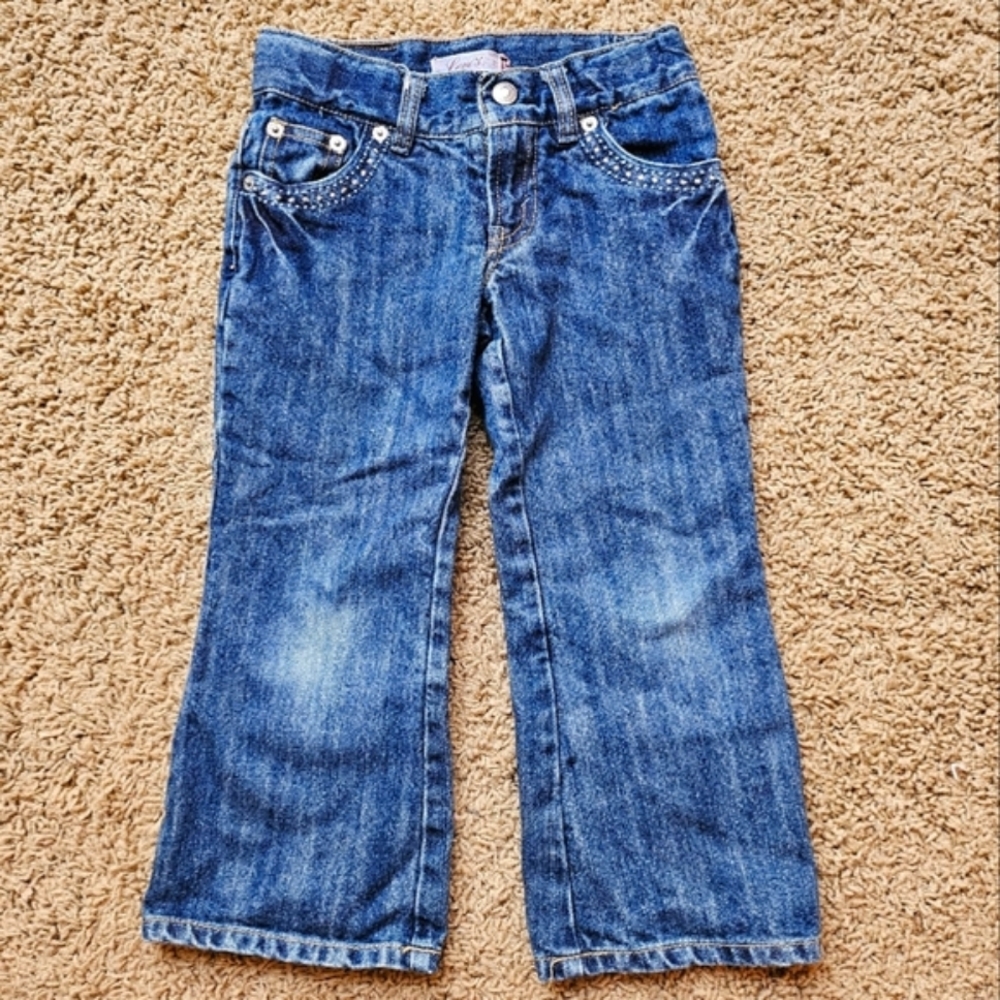 Levi's Girls' Kids Y2K Mid Wash Glittery Jeans